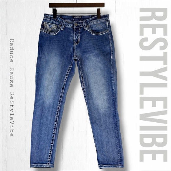 VIGOSS Women’s Size 9/10 L27 Denim Jeans Heritage Fit Capri Style Stretch - Picture 1 of 16